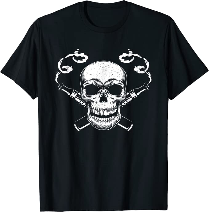 Skull &Amp; Vape Bones Gothic Design T-Shirt